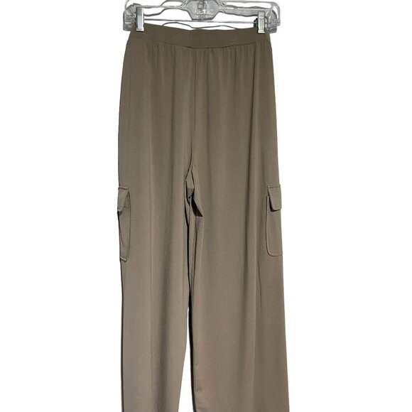 Lisa Rinna Women's Relaxed Fit Wide Leg Flowy Timeless Pants Brown Size M - Picture 1 of 5